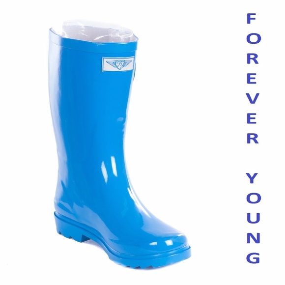 Forever Young Shoes - Women's Rainboots, Mid Calf Rubber Rain Boots, RB-1602, Turquoise